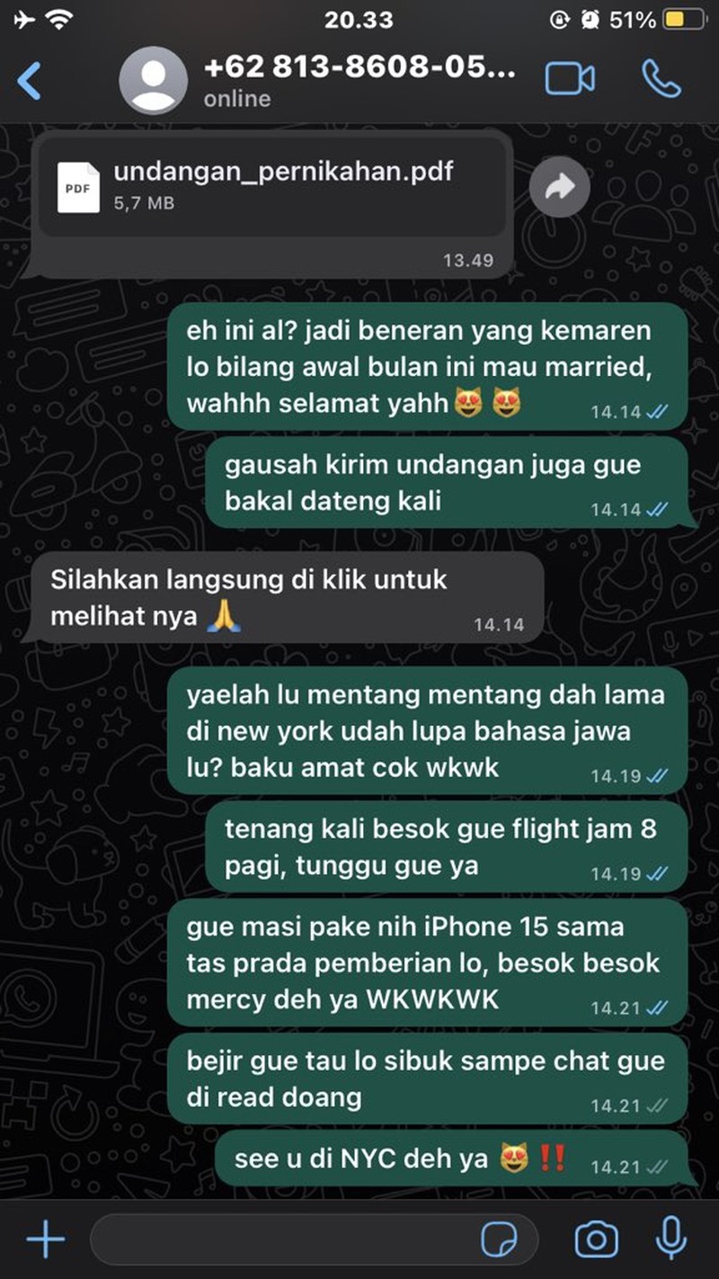 Chat WhatApp Penipuan Online