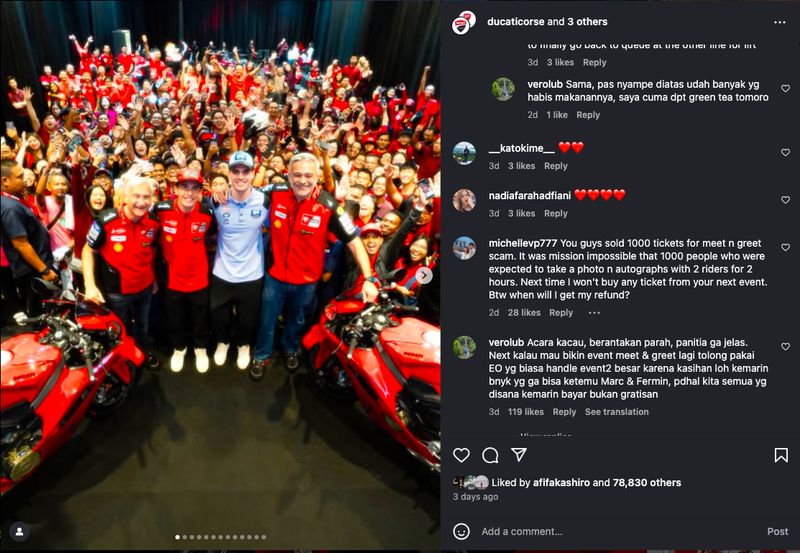 Fans Marquez Kecewa Tidak Bertemu di Acara Meet and Greet, Minta Uang Tiket Dikembalikan.