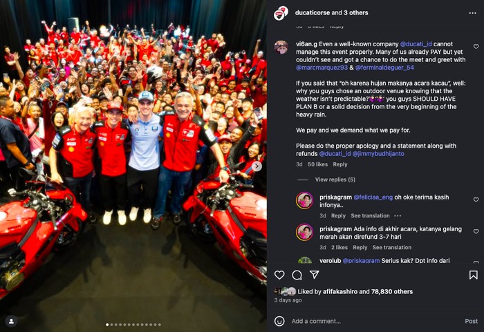 Fans Marquez Kecewa Tidak Bertemu di Acara Meet and Greet, Minta Uang Tiket Dikembalikan.