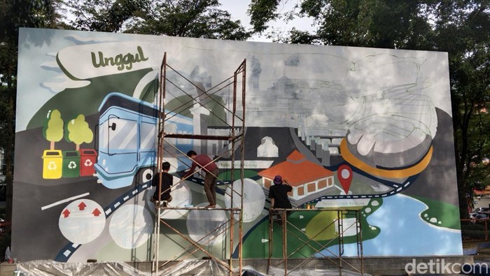 Mural trio alumni ISBI yang bikin Taman Sejarah Bandung kini berwarna-warni