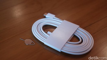 Dalam paket penjualannya hanya menyertakan kabel data USB-C. Foto: Adi Fida Rahman/detikINET