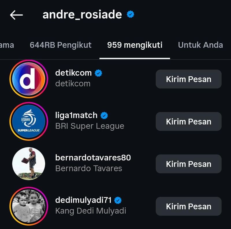 Penasehat tim Semen Padang, Andre Rosiade mengikuti akun Instagram eks pelatih PSM Makassar Bernardo Tavares.