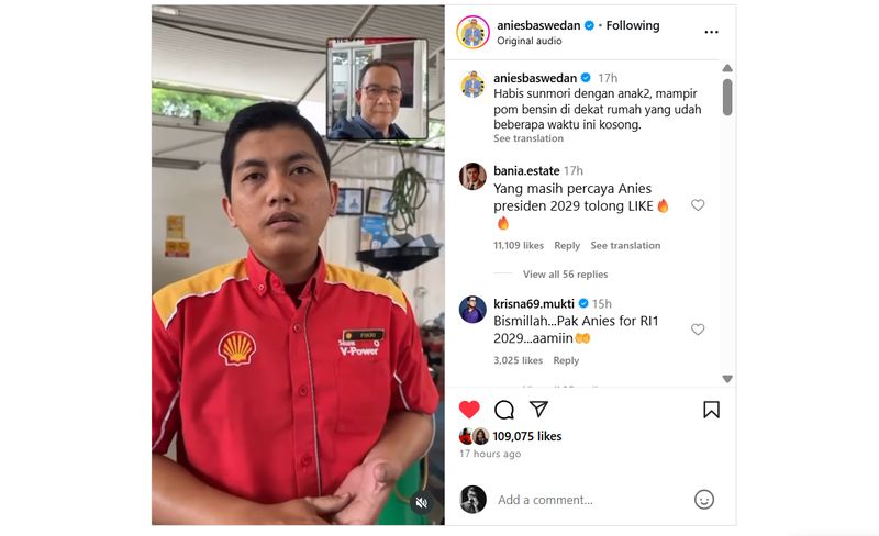 Anies Baswedan di SPBU Shell.