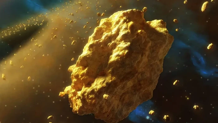 Ilustrasi asteroid mengandung emas.