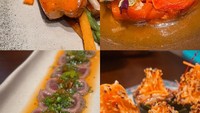 Momen kuliner lainnya diketahui berada di sebuah restoran mewah. Dari beberapa gambar yang diabadikan Kimberly, ia tampak menikmati tuna tataki, salmon panggang, dan lainnya. Foto: Instagram/@kimbrlyryder