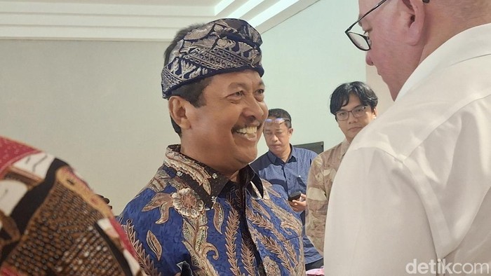 Menteri Kelautan dan Perikanan, Sakti Wahyu Trenggono, saat menghadiri acara Commission for the Conservation of Southern Bluefin Tuna (CCSBT) ke-32 di Nusa Dua, Bali, Senin (6/10/2025). (Foto: Fabiola Dianira/detikBali)