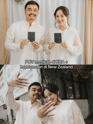 Pasangan yang menikah secara sederhana di KUA dan memutuskan untuk bulan madu di Selandia Baru. Postingan tersebut langsung viral di media sosial.