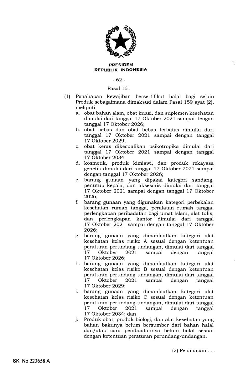 PP Nomor 42 Tahun 2024 Pasal 161