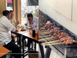 Usai HUT TNI ke-80 di Monas, 3 Menteri Makan Siang di Sate Keroncong