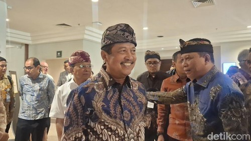 Sakti Wahyu Trenggono, Mentri Perikanan dan Kelautan di acara pembukaan Commission for the Conservation of Southern Bluefin Tuna (CCSBT) ke 32 di Nusa Dua, Badung, Bali. Senin (6/10/2025). (Fabiola Dianira)