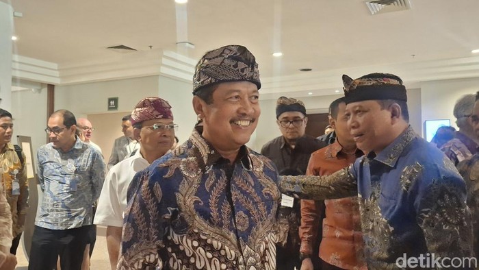 Sakti Wahyu Trenggono, Mentri Perikanan dan Kelautan di acara pembukaan Commission for the Conservation of Southern Bluefin Tuna (CCSBT) ke 32 di Nusa Dua, Badung, Bali. Senin (6/10/2025). (Fabiola Dianira)