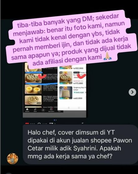 Heboh! Adik Syahrini Diduga Pakai Foto Siomay Chef Devina untuk Jualan