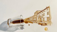 Bernardelli mengungkapkan kalau dirinya membuat lukisan kopi ini secara tidak sengaja. Saat itu ia tak sengaja menumpahkan kopi di atas meja putih, kemudian mulai menggoreskan tangannya membuat lukisan cantik. Seperti potret sebuah kota yang tergambar apik. Foto: Instagram/@bernardelli