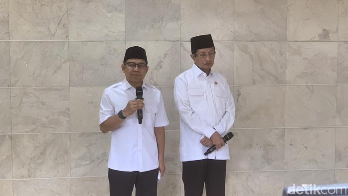 Menko Cak Imin dan Menag Nasaruddin. (Taufiq/detikcom)