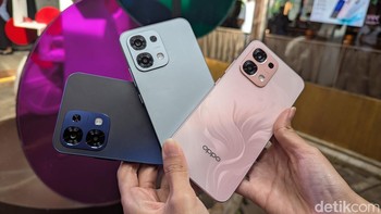 Ini Oppo A6 Pro dalam varian warna Biru, Titanium (khusus varian 4G), dan Merah Muda. Foto: Virgina Maulita Putri/detikINET