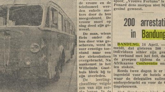 Berita tentang ditangkapnya para perusuh menjelang Konferensi Asia-Afrika di Bandung, 1955