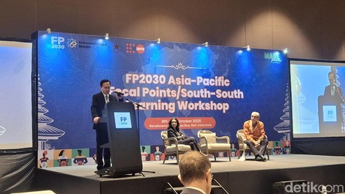 Budi Setiyono, Sekretaris Utama Badan Kependudukan dan Keluarga Berencana Nasional, saat membuka Kegiatan FP2030 Asia-Pacific Focal Points/South-South Learning Worksho, Rabu (8/10/2025).