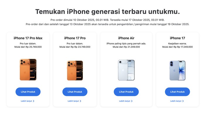 Harga iPhone 17 Series Indonesia