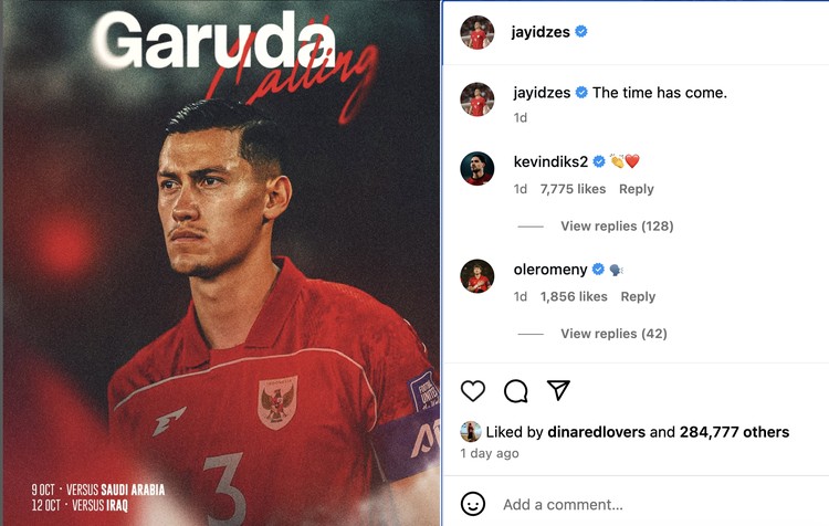 IG pemain timnas