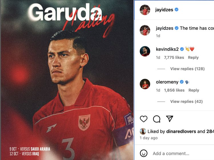 Jay Idzes Sampai Maarten Paes Gelorakan Semangat di Instagram