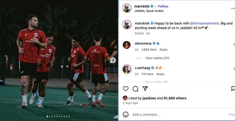 IG pemain timnas