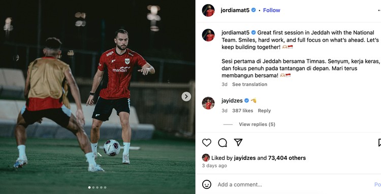 IG pemain timnas