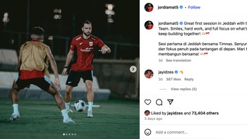 Senyum, kerja keras dan fokus penuh untuk menghadapi apa yang ada di depan, sebut Jordi Amat. Foto: X.com