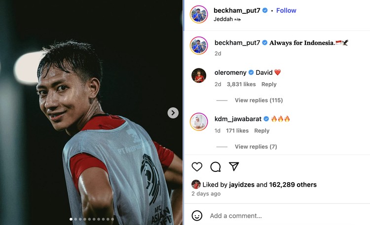 IG pemain timnas
