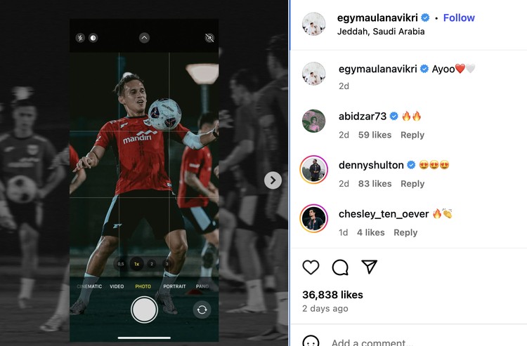 IG pemain timnas