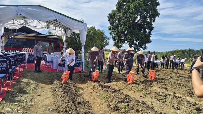 Kapolres AKBP Pradana Aditya Nugrah tanam jagung di lahan bekas tambang Timah.