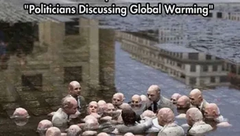Patung yang berjudul Politicians Discussing Global Warming. Foto: Tosscraft via Bored Panda