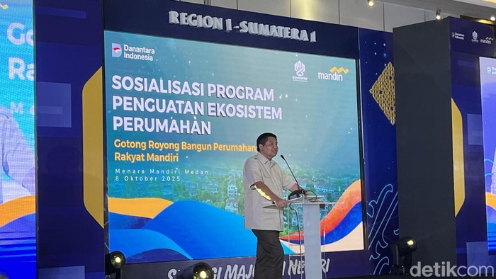Menteri Perumahan dan Kawasan Permukiman Maruarar Sirait saat hadiri sosialisasi Kredit Program Perumahan (KPP) di Medan. (Foto: Kartika Sari/detikSumut).