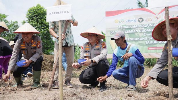 Polresta Pekanbaru melakukan penanaman jagung serentak kuartal IV di lahan seluas 1 hektare, Rabu (8/10/2025).