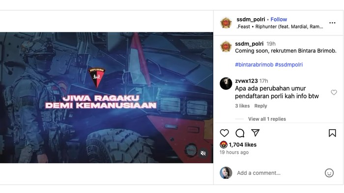 Informasi jadwal rekrutmen bintara Brimob.