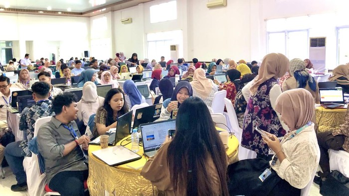 Suasana Bimtek Kepenulisan Berbasis Berbasis Konten Budaya Lokal di Perpustakan Daerah Sumsel.
