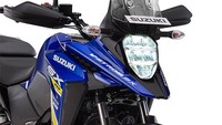 Tampilan khas motor adventure juga tetap dipertahankan dengan desain paruh depan tajam, lampu full-LED, dan ban Michelin Pilot Street yang siap melibas jalanan aspal maupun semi-off-road. Foto: Dok. Suzuki