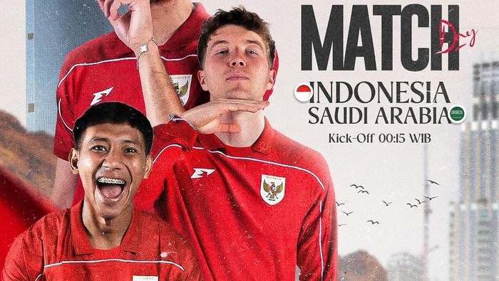 Timnas Indonesia Vs Arab Saudi dalam laga Kualifikasi Piala Dunia 2026 zona Asia.