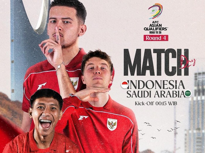 Timnas Indonesia Vs Arab Saudi dalam laga Kualifikasi Piala Dunia 2026 zona Asia.