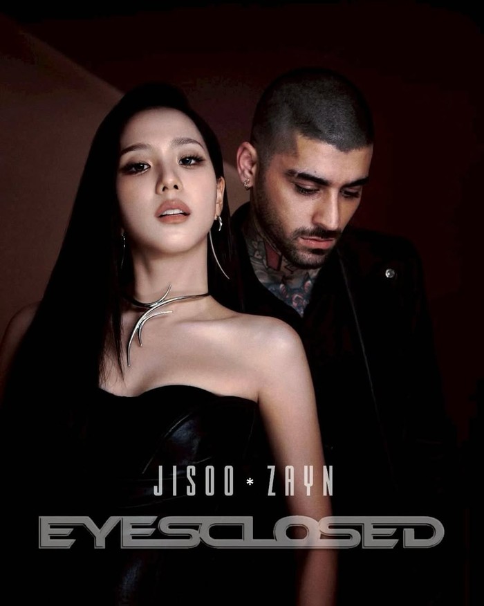 Foto single kolaborasi Jisoo BLACKPINK & Zayn Malik buat lagu Eyes Closed.