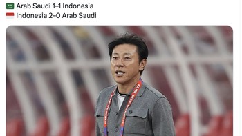 Akun ini membahas bahwa di masa kepelatihan Shin Tae Yong, Timnas Indonesia tak terkalahkan oleh Arab Saudi. Foto: X.com
