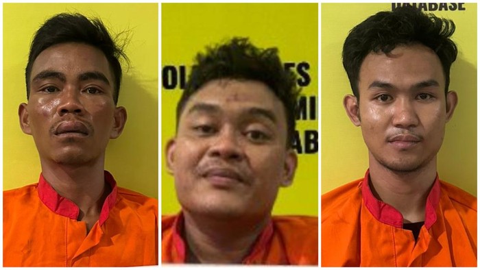 Tampang tiga pelaku begal yang ditangkap polisi.