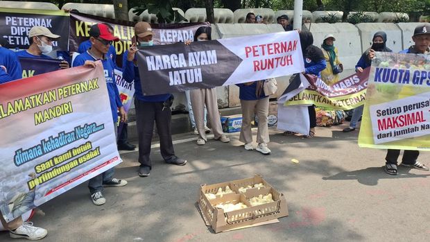 Pantauan Aksi Demo Peternak KPUN di Monas, Jakarta, Kamis (9/10/2025). (CNBC Indonesia/Chandra)