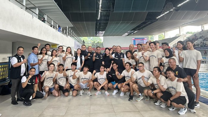 Kunjungan tim CdM SEA Games Thailand 2025 ke Pelatnas renang di Stadion Akuatik GBK, Kamis (9/10/2025).