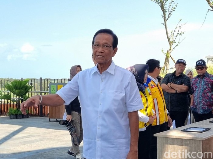 Gubernur DIY, Sri Sultan Hamengku Buwono (HB) X saat memberikan keterangan di Jembatan Pandansimo, Srandakan, Bantul, Kamis (9/10/2025).