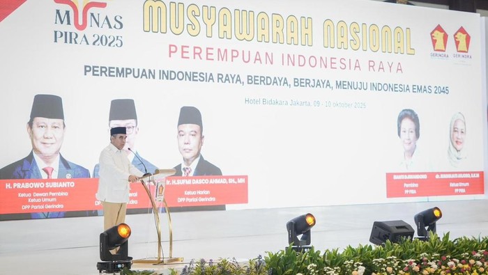 Ahmad Muzani saat menghadiri Musyawarah Nasional PIRA di Jakarta, Jumat (10/10/2025).