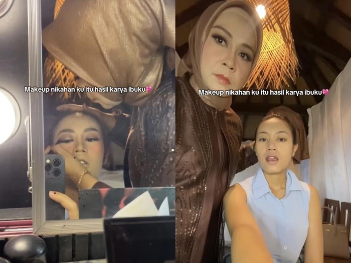 Wanita ini mengunggah video ibunya yang merias wajahnya di hari pernikahan. Postingan tersebut langsung viral di media sosial.