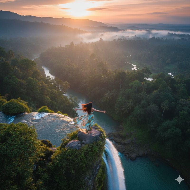 Ilustrasi air terjun (Gambar yang disajikan dalam artikel ini bukanlah foto asli hasil pemotretan, melainkan kreasi visual yang sepenuhnya dihasilkan oleh kecerdasan buatan Gemini AI)