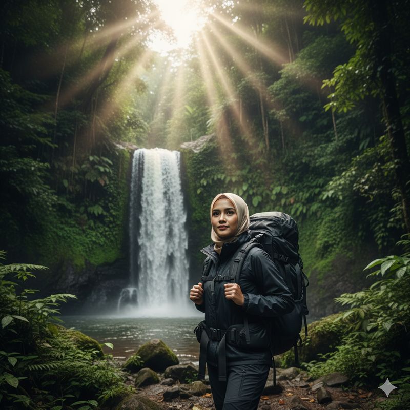 Ilustrasi air terjun (Gambar yang disajikan dalam artikel ini bukanlah foto asli hasil pemotretan, melainkan kreasi visual yang sepenuhnya dihasilkan oleh kecerdasan buatan Gemini AI)