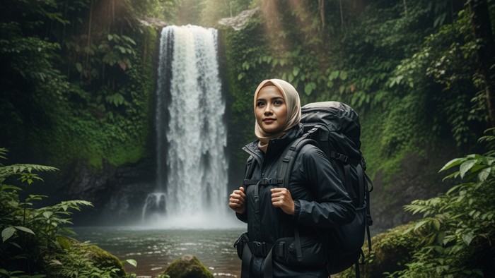 Ilustrasi air terjun (Gambar yang disajikan dalam artikel ini bukanlah foto asli hasil pemotretan, melainkan kreasi visual yang sepenuhnya dihasilkan oleh kecerdasan buatan Gemini AI)