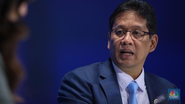 Menteri Keuangan Republik Indonesia, Purbaya Yudhi Sadewa menyampaikan pemaparan dalam program Squawk Box CNBC Indonesia di Jakarta, Jumat (10/10/2025). (CNBC Indonesia/Faisal Rahman)
